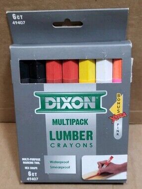 Dixon Multi-Color Lumber Crayons 7 Pack Smearproof 4.5" NEW